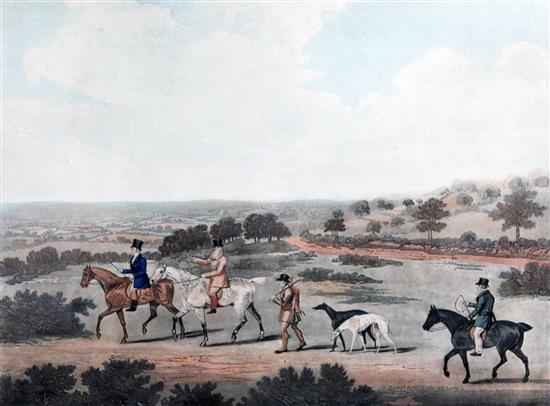 Pollard After Sartorius Coursing: View of Epsom Racecourse, View of Lord Ardens and View near Epsom, 1833, overall 17 x 21in.